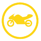 Gelbes Motorradsymbol